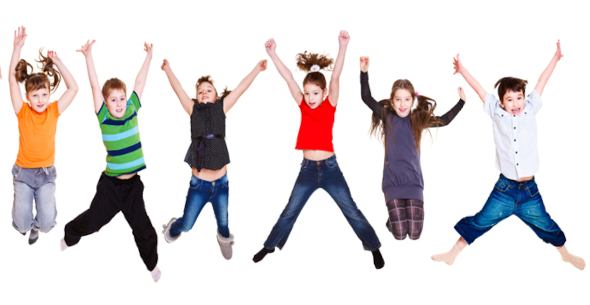 Children jumping into the air