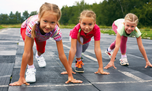 Children about to start a running race