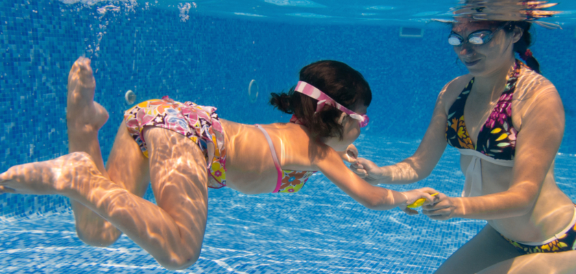 Child swimming underwater